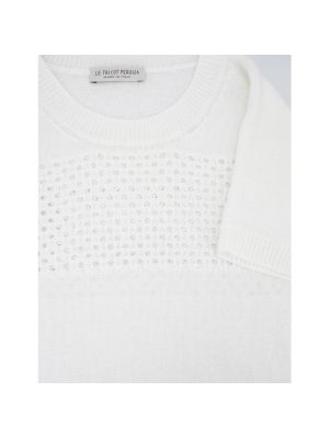 Jersey de lino de punto de tela jersey Le Tricot Perugia blanco