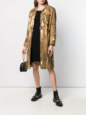 Płaszcz z nadrukiem w panterkę Christian Dior brązowy