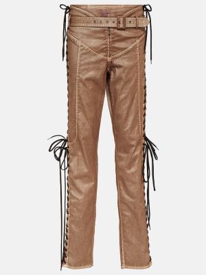 Pantaloni cu picior drept cu talie joasă Jean Paul Gaultier maro