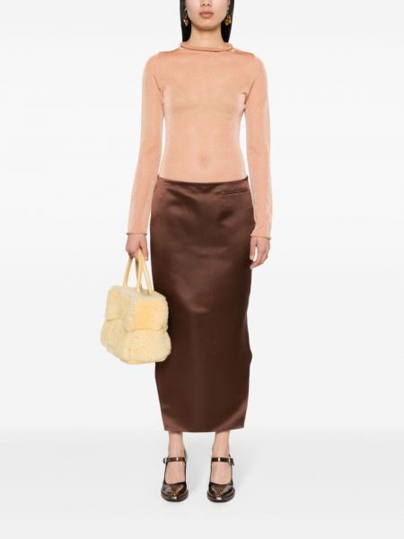 Satynowa spódnica z wysoką talią Givenchy brązowa