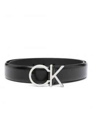 Kožený pásek s přezkou Calvin Klein černý