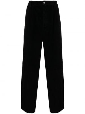 Ravne hlače iz rebrastega žameta 032c črna