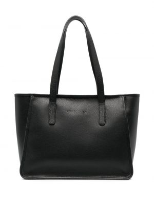 Кожени шопинг чанта Longchamp черно