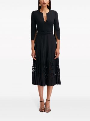 Sukienka midi szyfonowa koronkowa Oscar De La Renta czarna