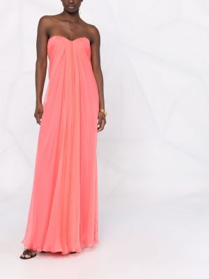 Drapované hedvábné večerní šaty Alexander Mcqueen růžové