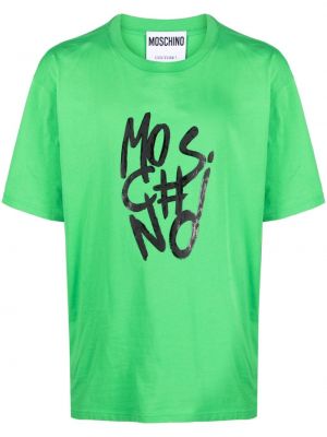 T-shirt di cotone con stampa Moschino verde