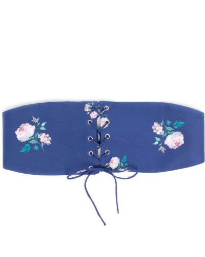 Cinturón de seda de flores con estampado Roses & Lace azul