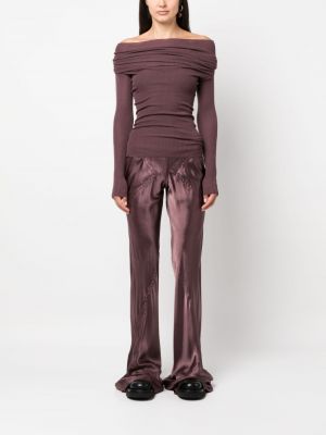 Saténové kalhoty Rick Owens fialové