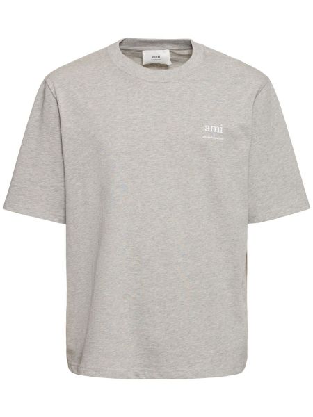 Camiseta de algodón Ami Paris gris