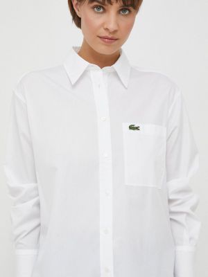 Bombažna srajca Lacoste bela