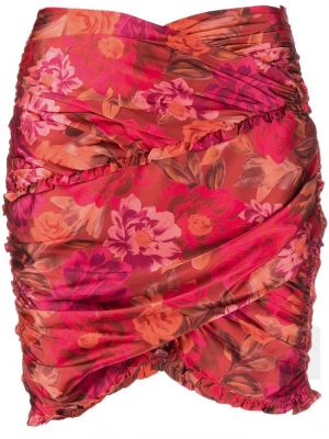 Květinové mini sukně s vysokým pasem na zip For Love & Lemons - červená