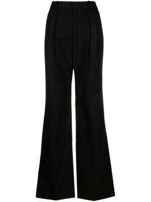 Bavlněné kalhoty s vysokým pasem s knoflíky Nili Lotan - černá
