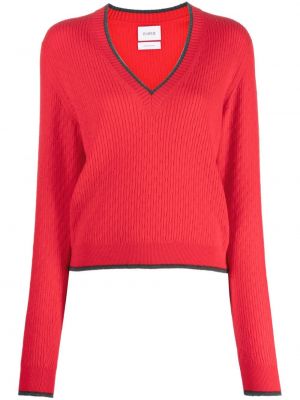 Кашмирен пуловер с v-образно деколте Barrie червено