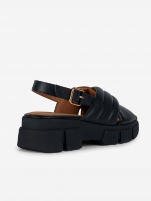 Kožené sandály na platformě Geox černé
