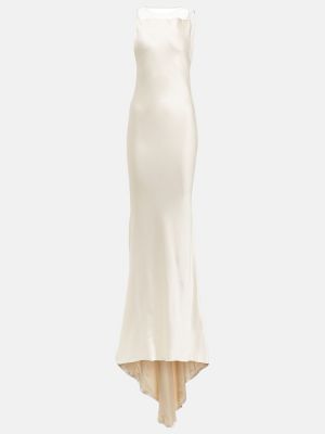 Saténové dlouhé šaty Maison Margiela bílé
