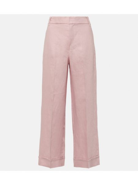 Lenvászon egyenes szárú nadrág 's Max Mara rózsaszín