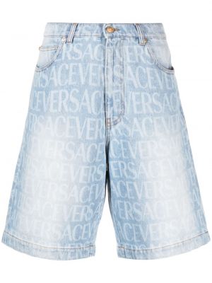 Shorts en jean à imprimé Versace