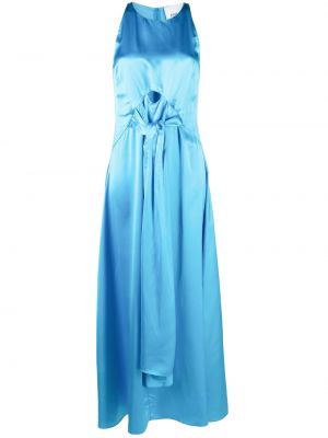 Viskózové dlouhé šaty bez rukávů na zip Erika Cavallini - modrá