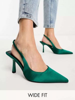 Атласные туфли на шпильке свободного кроя Asos зеленые