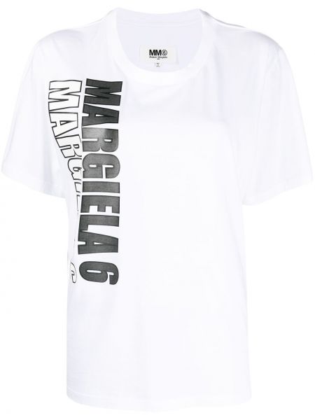 T-shirt z printem Mm6 Maison Margiela, biały
