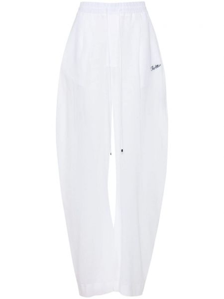 Βαμβακερό παντελόνι με ίσιο πόδι με κέντημα The Attico λευκό