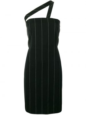Pruhované vlněné přiléhavé mini šaty Versace Pre-owned - černá