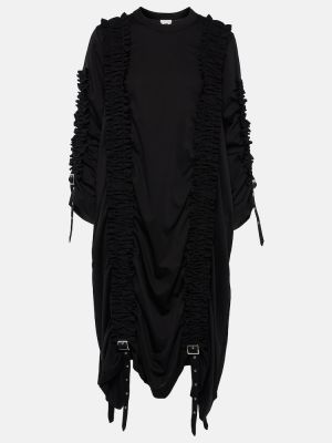Vestido midi de algodón con volantes Noir Kei Ninomiya negro