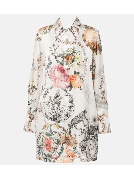Květinové hedvábné saténové šaty Camilla