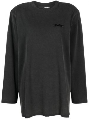 Bavlnené flitrované tričko Rotate čierna