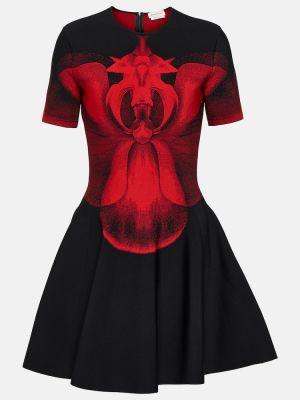 Mini robe à fleurs Alexander Mcqueen noir