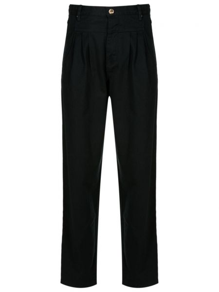 Плисирани памучни прав панталон Amapô черно