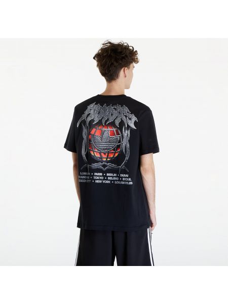 Bavlněné tričko s krátkými rukávy s potiskem Adidas Originals černé