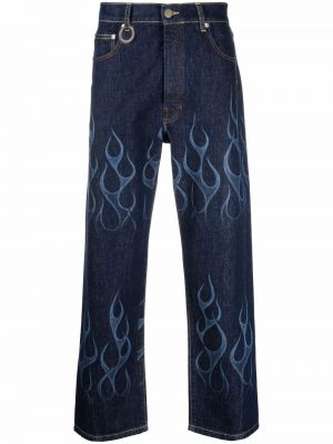 Straight jeans mit print études blau