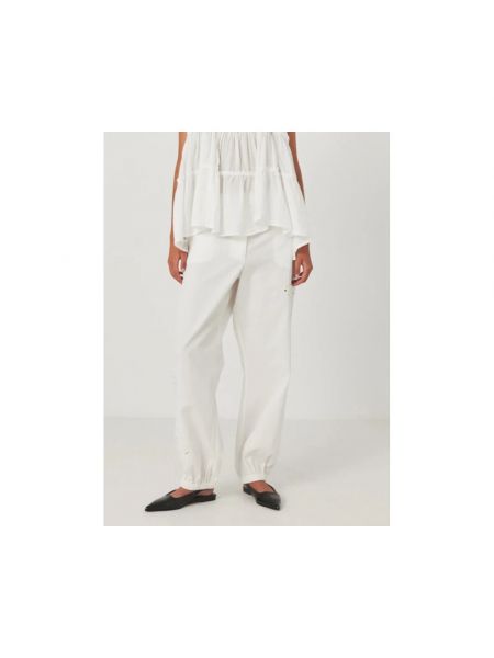 Haftowane spodnie sportowe bawełniane Rabens Saloner białe