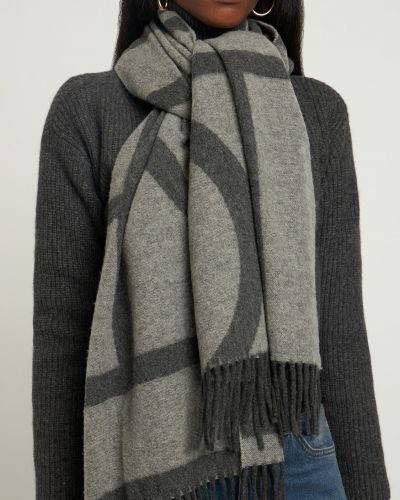Bufanda de lana de tejido jacquard Totême gris
