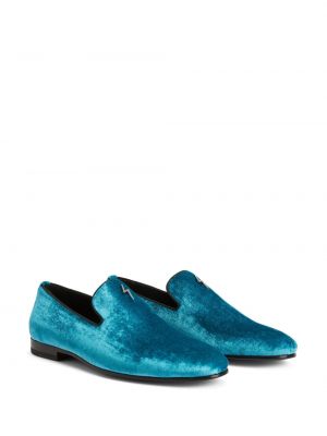 Aksamitne loafers wsuwane Giuseppe Zanotti niebieskie