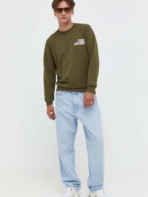 Bluza bawełniana z nadrukiem Tommy Jeans zielona