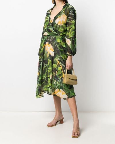 Midi kleita ar apdruku ar tropisku rakstu Liu Jo zaļš