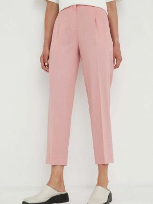 Vlněné cargo kalhoty s vysokým pasem Ps Paul Smith růžové