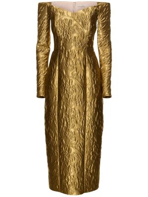 Obleka iz žakarda Emilia Wickstead zlata
