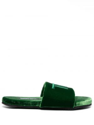 Papuci de casă de catifea Tom Ford verde