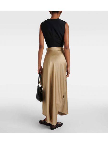 Asymetrické hedvábné dlouhá sukně Loro Piana hnědé