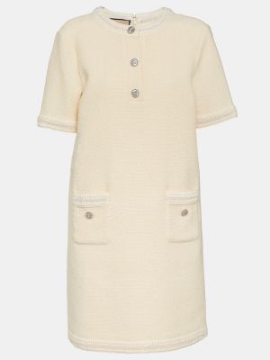Mini robe en laine en tweed Gucci blanc