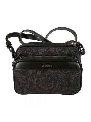 Czarna torba na ramię żakardowa Versace