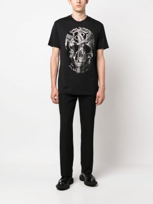 Gyvatės rašto marškinėliai Philipp Plein juoda
