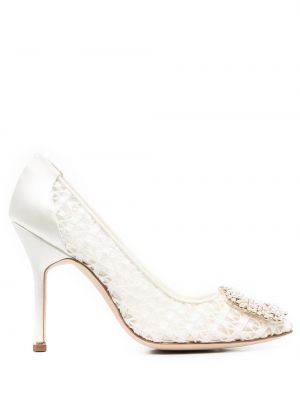 Pumps med perler Manolo Blahnik hvit