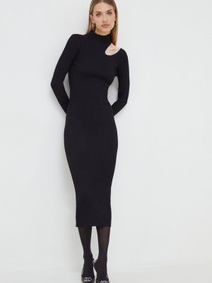 Midi šaty Bardot černé