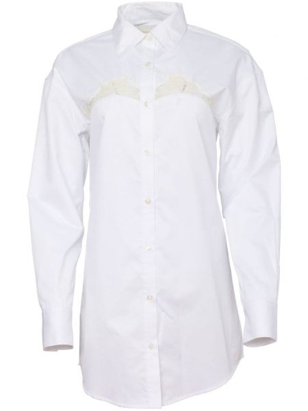 Mežģīņu kokvilnas garš krekls Fleur Du Mal balts
