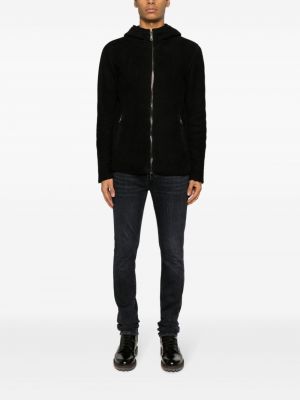 Semišová kožená bunda s kapucí Giorgio Brato černá