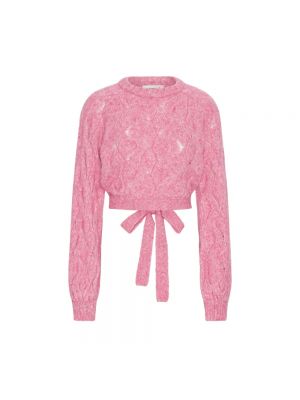 Sweter z okrągłym dekoltem Custommade różowy